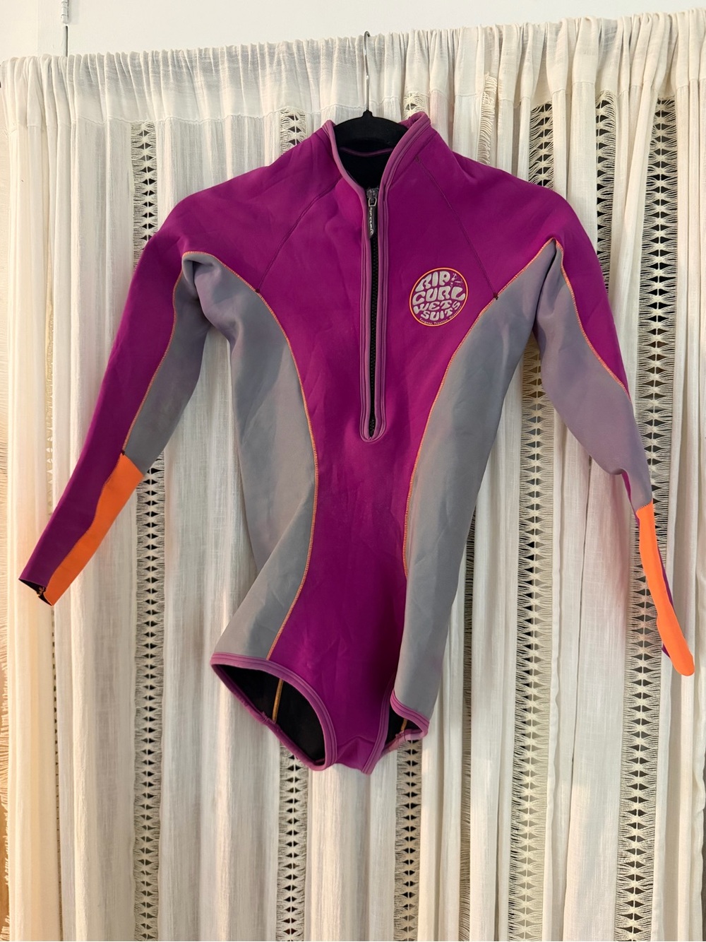 Rip Curl Girls Purple, Gray and Orange Long-Sleeve One-Piece Wetsuit